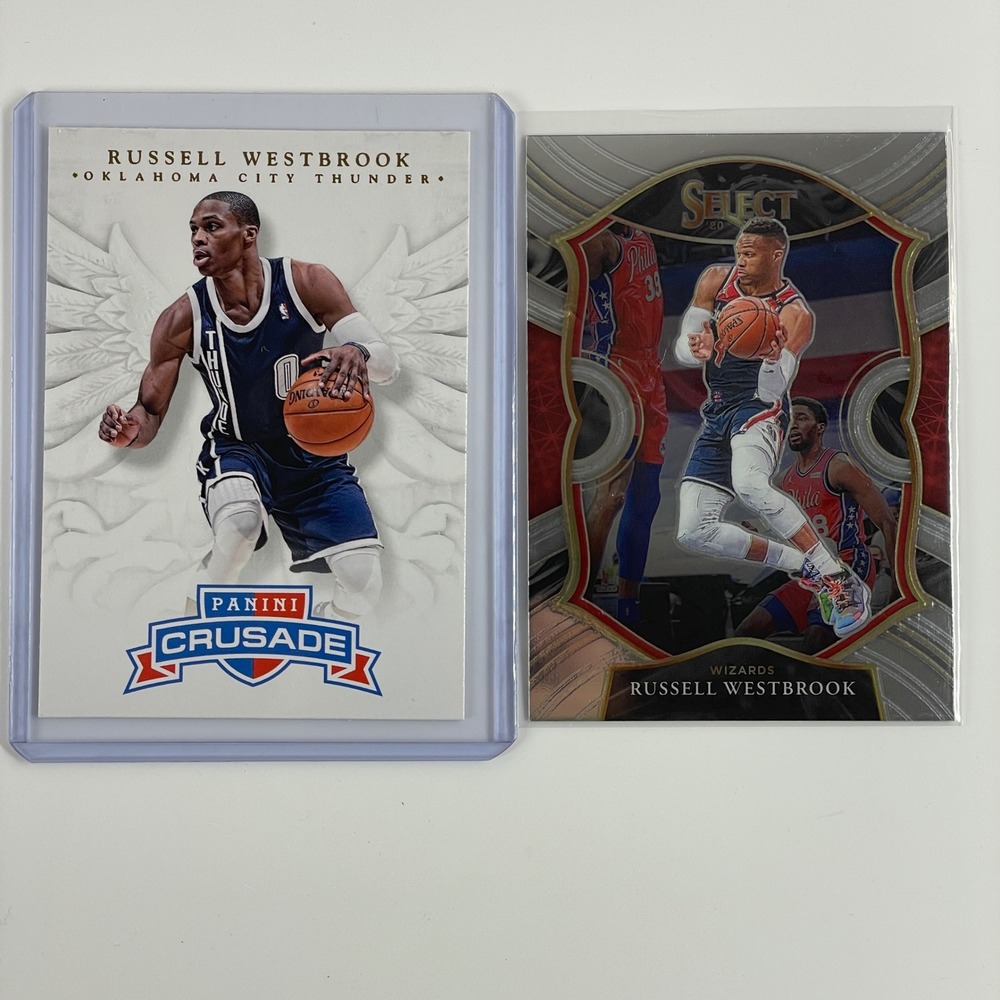 Russell Westbrook Panini Crusade 2012 Thunder & Select 2020 Wizards Card Lot 2pc - Picture 1 of 3